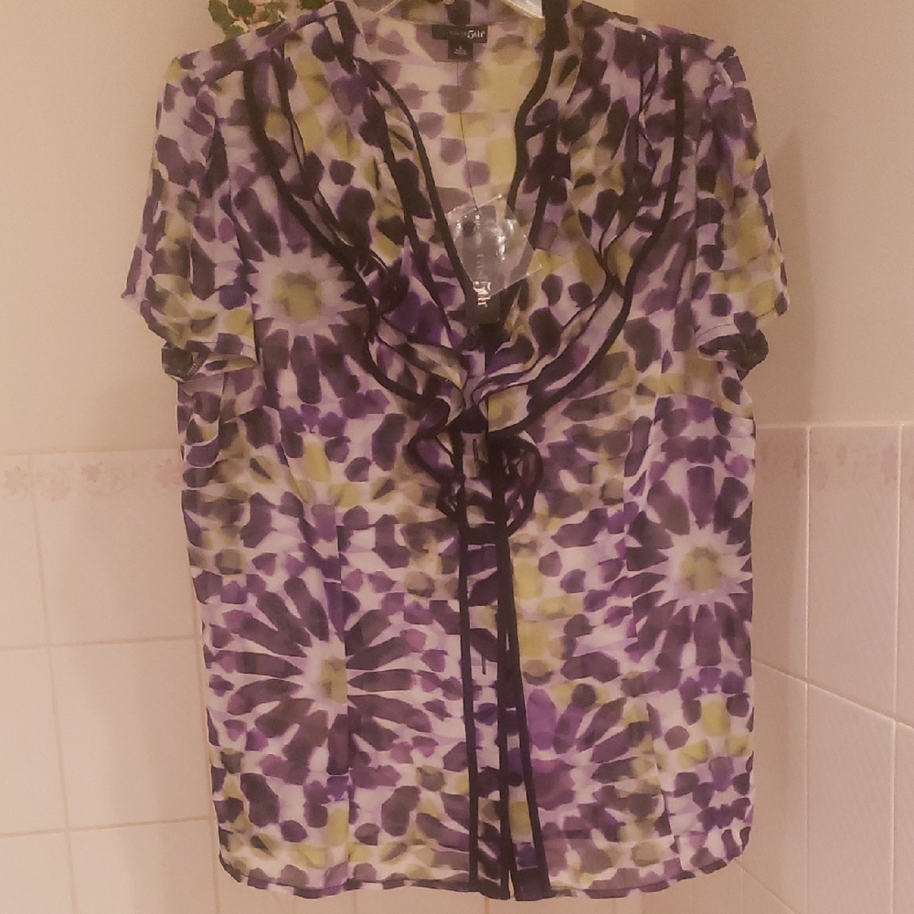 East 5th Women's Purple and Green Floral Blouse